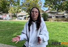 Claire P, brunette with big ass, gets rough anal deep fuck, begging for her ass to be broken.