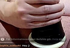 amateur guy shows off in live webcam with toy