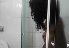 Ariella Ferraz turns up the heat with a seductive shower scene in the bathroom.
