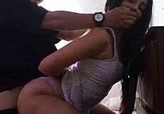 Latina babysitter bent over for doggystyle and missionary fucking