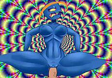 Psychedelic slut rides in anime style