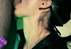 Mysterious Masked Russian Babe Receiving Oral Cumshot In Mouth