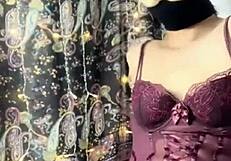 Asian Girl in Sexy Uniform Uses Vibrator on Pussy and Tits