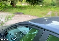 Latina babe with big tits and ass gets doggystyle fucked by big black cock in abandoned site