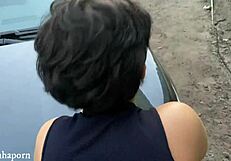 Latina babe with big tits and ass gets doggystyle fucked by big black cock in abandoned site