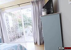 Blonde MILF Stepmom Catches Horny Stepson Masturbating