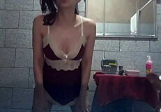 Brazilian girl punished in bathroom with blowjob and creampie