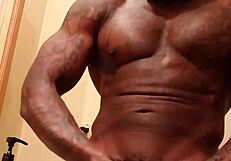 muscular tall slut worships big black hairy cock