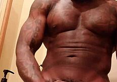 muscular tall slut worships big black hairy cock