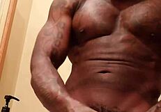 muscular tall slut worships big black hairy cock