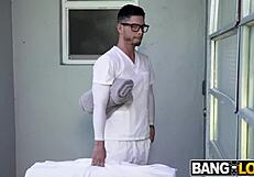 nerdy blonde masseuse rachael cavalli gets deep blowjob and creampie in hardcore missionary