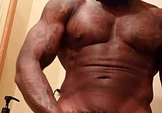 muscular tall slut worships big black hairy cock