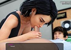 Oh wow, the horny stepmom takes a big cock deep in her mouth!