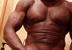 muscular tall slut worships big black hairy cock