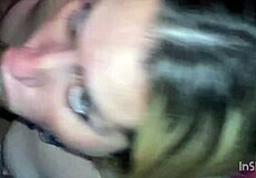 In this homemade video, a latina girlfriend performs deepthroat blowjob on her black amateur partner, leading to cum