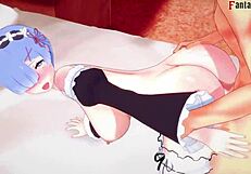 Rem from Re Zero fucking naked with big boobs maid ahegao face?