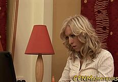 Blonde Amateur Milf Tugs Cock In CFNM Session Leading To Cumshot