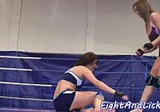 Do these wrestling euro cuties love licking shaved pussy with tattoos?