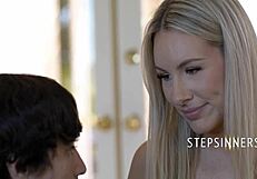 Bunny Madison, the stepmom, comforts her stepson with big tits after a rough breakup.