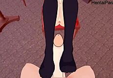 Chained bondage in anime hentai cartoon with suggestive restraints