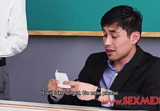 sara blonde teen 18+ in classroom with teacher