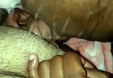 Eighteen-year-old ebony girl gives intense blowjob to older man she met online.