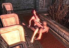 elvira explores erotic scriptures with candlecombs in outdoor scene