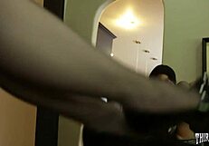 Hey Belle Noire, rock those classy nylons while riding rough with teen 18+ banging!