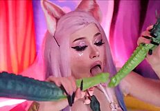 anime girl teases solo with long tentacles in wild hentai