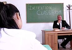 Russian Taissa Shanti Dances on Teacher's Lap