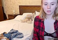 Check out this blonde teen camgirl in see through bra, so cute and solo on webcam