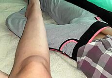 Watch these lesbians moan as they orgasm in the tent? Their pussies dripping!