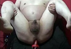 bisexual guy getting his ass fucked by a dildo machine