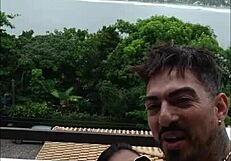 lunna vaz and i fuck intensely on the balcony during the party, with blowjob and big cock action!