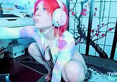 Alternate Girl in Cosplay Costume Masturbates on Webcam Chat