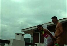 lunna vaz and i fuck intensely on the balcony during the party, with blowjob and big cock action!