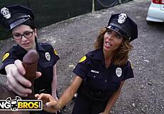 Bangbros - Lucky Suspect Entangled with Super Sexy Female Cops in Wild Interracial Clash