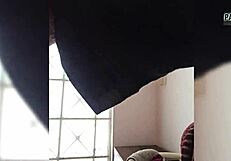 Latina wife with hairy beaver rides lover on sofa, moaning in pleasure and pain during rough creampie sex.