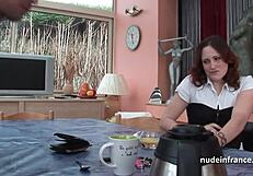 Sublime French Redhead Slut Deep Sodomized In Lingerie On Floor