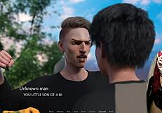 Gamer girl plays porn game in latex outdoors