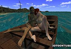 foxy 3d babe enjoys attention while on a boat