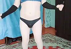 Blue Dress Crossdresser Sissy Twink In Webcam Show