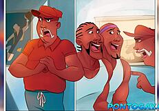 Basketball Cartoon Astros with Massive Cocks in Complete Gay Action