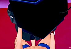 Uncensored anime parody of TV woman enjoying uncensored fun in the love hotel with cumshot.