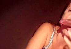 Feeling wild with French amateur blowjob in satin lingerie