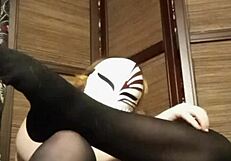 Stocking fetish in homemade POV solo