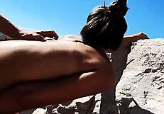 Quick sex with hot teen 18+ on public beach - pov fucking?