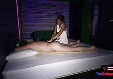 Asian amateur teen gives customer a satisfying massage finish