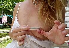 omg, i’m like so crazy bout insertin this 18mm vibrator in my stretched pierced nipples, its wild!