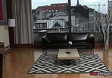 Bootylicious Euro maid seduces with black cock sucking in glamorous interracial scene.